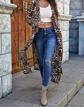 Load image into Gallery viewer, FULLFITALL- Chiffon coat skirt leopard print long sleeve lapel