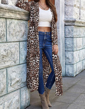 Load image into Gallery viewer, FULLFITALL- Chiffon coat skirt leopard print long sleeve lapel