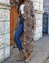 Load image into Gallery viewer, FULLFITALL- Chiffon coat skirt leopard print long sleeve lapel