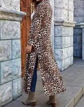 Load image into Gallery viewer, FULLFITALL- Chiffon coat skirt leopard print long sleeve lapel