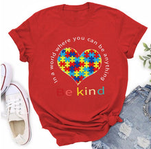 Load image into Gallery viewer, Autism Awareness Heart Puzzle Piece Be Kind T-Shirt