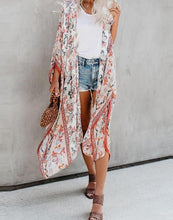 Load image into Gallery viewer, FULLFITALL- white bohemian print loose beach cloak