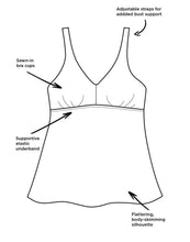 Load image into Gallery viewer, Black Flowy Tankini Top