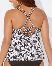 Load image into Gallery viewer, Black Posie Loop Strap Tankini Set