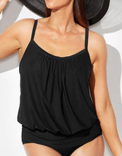 Load image into Gallery viewer, Black Lightweight Blouson Tankini Top