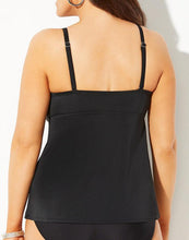 Load image into Gallery viewer, Black Tie Front Underwire Tankini Set
