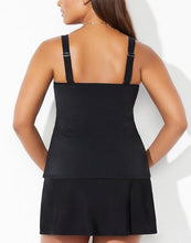 Load image into Gallery viewer, Black Flared Tankini Set With Skirt