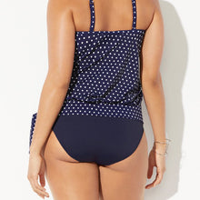 Load image into Gallery viewer, Navy Dotted Side Tie Surplice Tankini Set