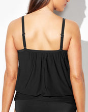 Load image into Gallery viewer, Black Lightweight Blouson Tankini Top