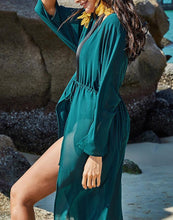 Load image into Gallery viewer, FULLFITALL- chiffon cardigan green beach jacket, bat sleeves, sun protection jacket