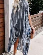 Load image into Gallery viewer, FULLFITALL- Blue Striped Loose Cardigan Cover Up
