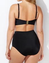 Load image into Gallery viewer, Valentine Black Bandeau Bikini with Shirred Brief