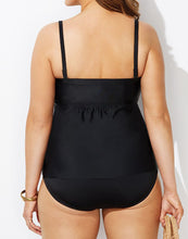 Load image into Gallery viewer, Black Smocked Bandeau Tankini Set