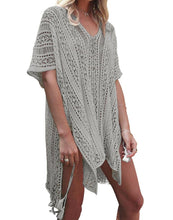 Load image into Gallery viewer, FULLFITALL- Gray Blouse Loose V-Neck Cover Up
