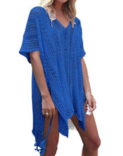 Load image into Gallery viewer, FULLFITALL- Blue Blouse Loose V-Neck Cover Up