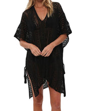 Load image into Gallery viewer, FULLFITALL- Black Blouse Loose V-Neck Cover Up