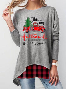 Women's This Is My Hallmark Christmas Movies Watching Shirt Graphic Print Sweatshirt