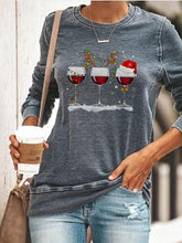 Load image into Gallery viewer, Women Three Glass of Red Wine Santa Hat Christmas Sweatshirts
