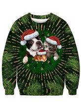 Load image into Gallery viewer, Women&#39;s Christmas Dog Printed Sweater-white/pink/red/green,4size
