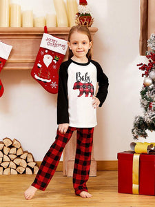 Christmas Plaid Bear Print Parent-Child Suit