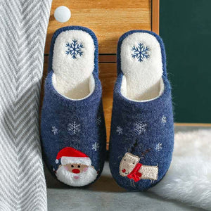 Women's Santa Non-slip Same Style For Men And Women Plush Cotton Slippers