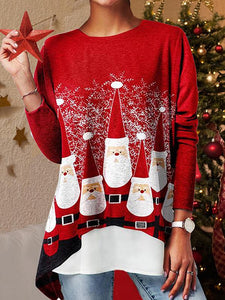 Santa Print Christmas Long Sleeve T-Shirt