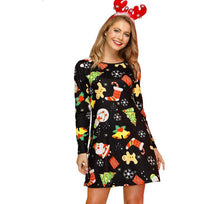 Load image into Gallery viewer, Women&#39;s Christmas Print Long Sleeve Dress
