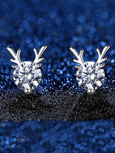 Rhinestone Reindeer Earrings Christmas Accessory