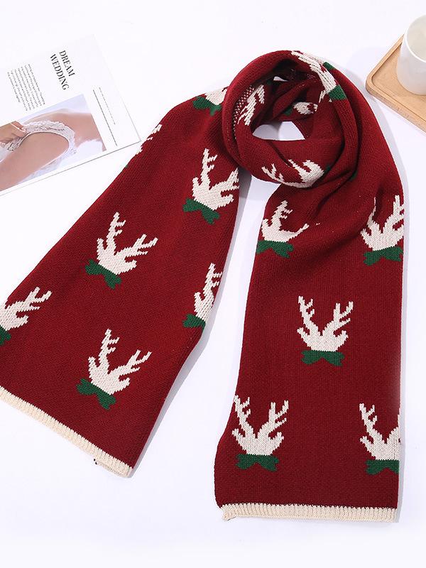 Reindeer Horn Long Knitted Scarf