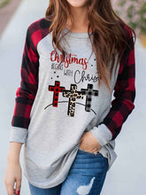 Load image into Gallery viewer, Women&#39;s Christmas Begins With Christ Cross Print T-shirt
