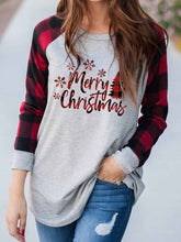 Load image into Gallery viewer, Women&#39;s Merry Christmas Plaid Long Sleeve Top
