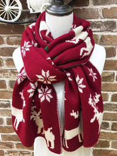 Load image into Gallery viewer, Reindeer Christmas Long Knitted Scarf
