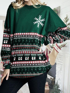 Women's Christmas Print Long Sleeve Pullover Sweatshirt