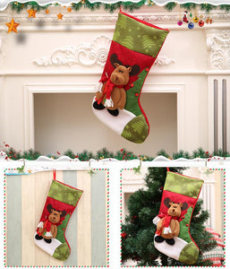 Christmas socks gift bag fireplace ornaments bear snowman santa