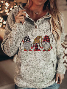 Women's Gnomes Printed Christmas Hooded