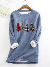 Load image into Gallery viewer, Christmas Tree Printed Sherpa Lined Fleece Pullover Sweatshirt
