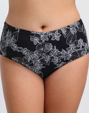 Load image into Gallery viewer, White pattern black bottom low waist swim shorts
