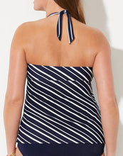 Load image into Gallery viewer, Navy Striped Halter Tankini Top
