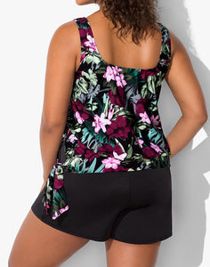 Derby Side Tie Blouson Tankini with Loose Short