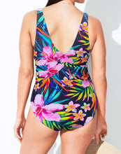 Load image into Gallery viewer, Flower Ruched V-Neck One Piece Swimsuit
