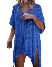Load image into Gallery viewer, FULLFITALL- Blue Blouse Loose V-Neck Cover Up
